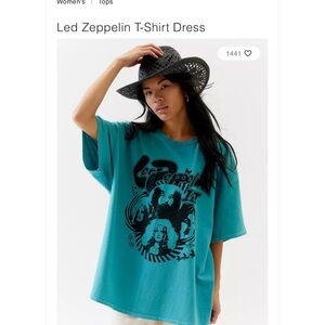 Urban Outfitters Teal Led Zeppelin T-Shirt Dress